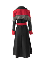 Fringe Trim Color-Block Double-Breasted Trench Dress SP10074