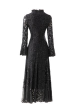 Furry Collar Sequin Lace Mermaid Maxi Dress SP10073