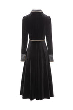 Black Velvet Tweed Trim Midi Dress – French Style Slim Fit Fall Dress SP10002