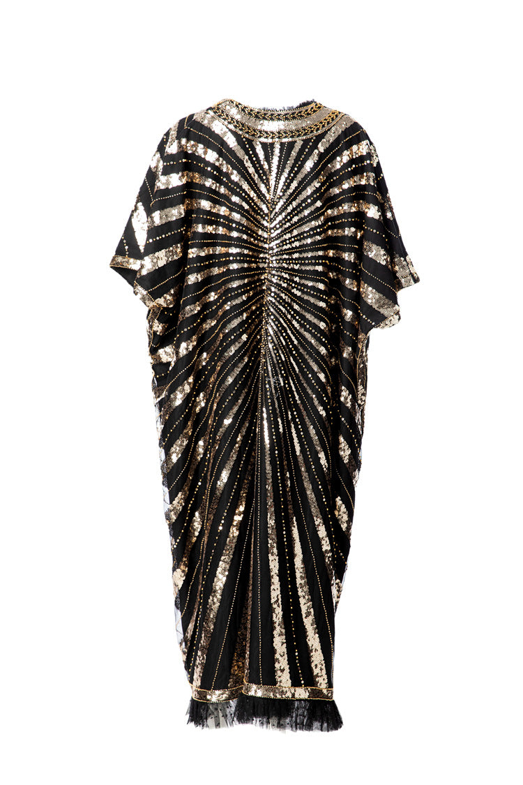 Gold Sequin Egyptian Style Batwing Kaftan Dress SP10092