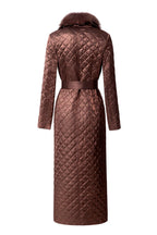 Detachable Fur Collar Quilted Velvet Maxi Coat SP10100