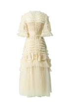 Cream Crochet Lace Tiered Tulle Cake Dress SP10056