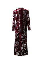 Burgundy Velvet Sequin Floral Blazer & Pencil Skirt Set SP10020