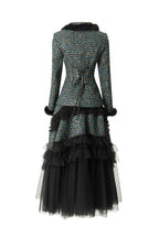Tweed Faux Fur Trim Jacket & Tiered Tulle Skirt Two-Piece Set SP10051