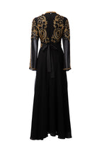 Black & Gold Sequin Embellished Middle Eastern Maxi Dress SP10021