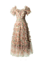 Floral Print Tiered Ruffle Tulle Midi Dress SP10042