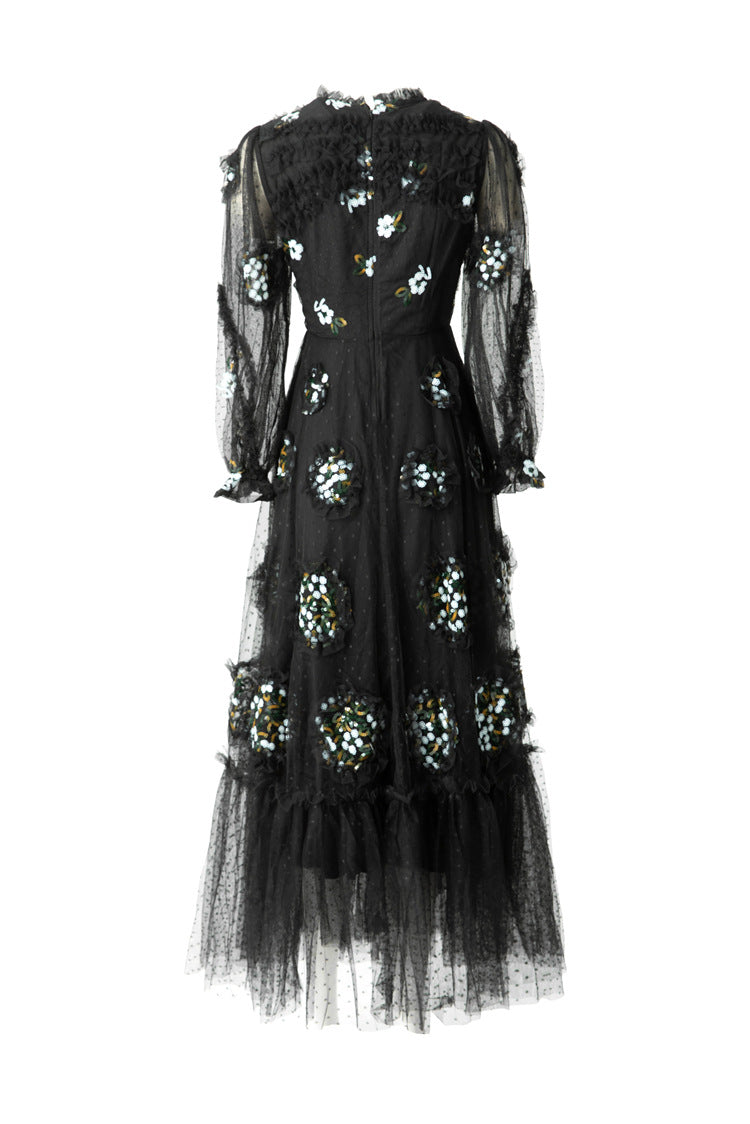 3D Hydrangea Floral Tiered Tulle Maxi Dress SP10064