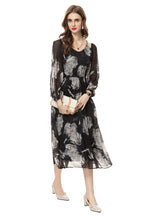 Silk Asymmetrical V-Neck Cinched Waist Midi Dress – French Luxury SP10029
