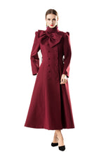 Bow Neck Puff Sleeve Double-Breasted Maxi Coat Dress SP10089